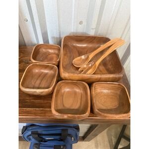 Handcrafted Serving Bowl Set Acacia Wood From The Philippines